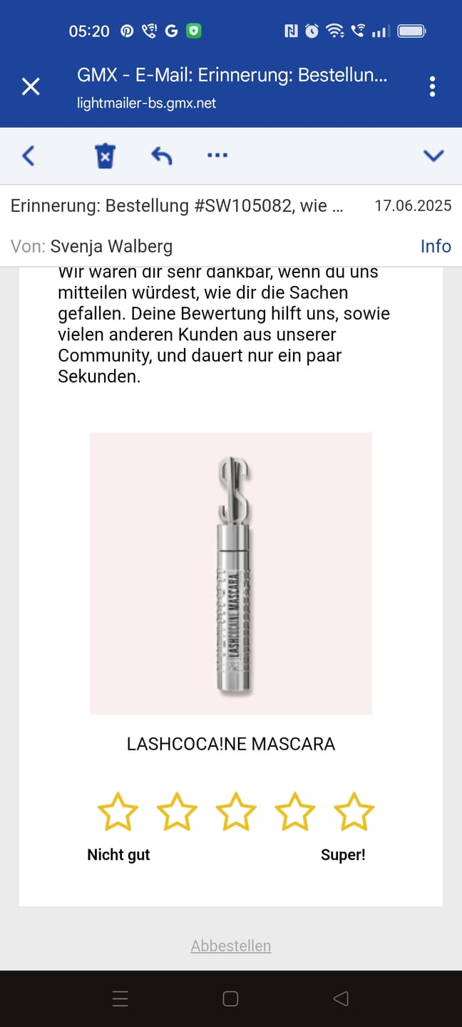 Customer photo review of LASHCOCA!NE MASCARA