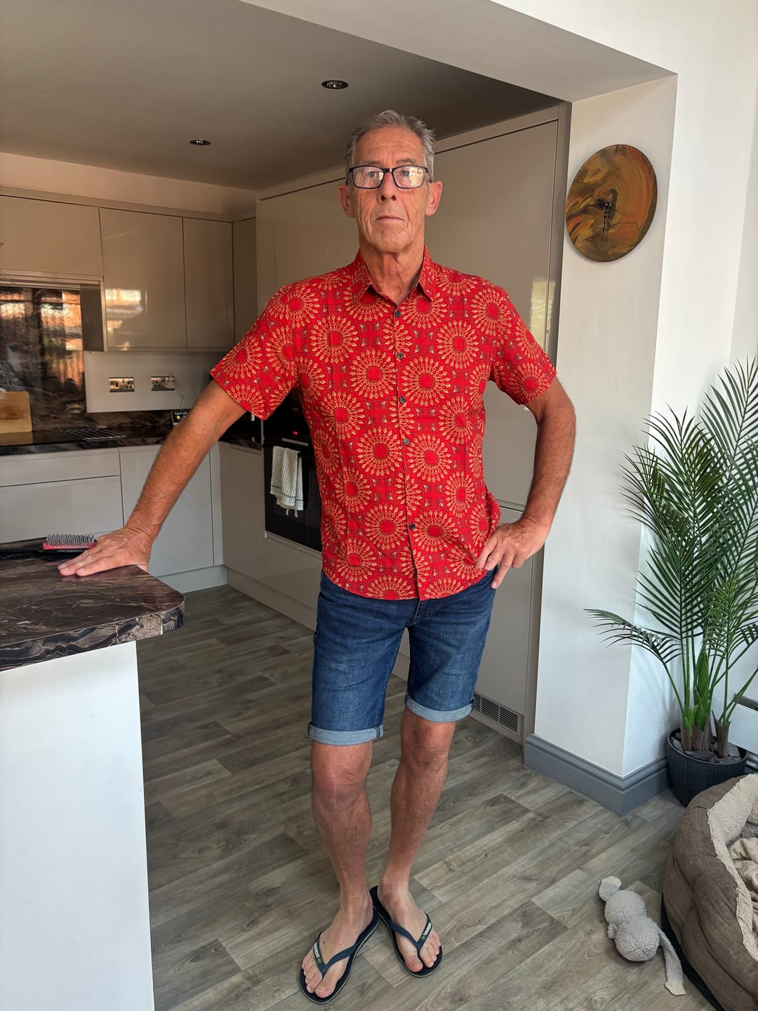 Customer photo review of Men's Cotton Vintage 70s Floral Retro Button Up Green Summer Beach Bohemian Boho Short Sleeve Shirt
