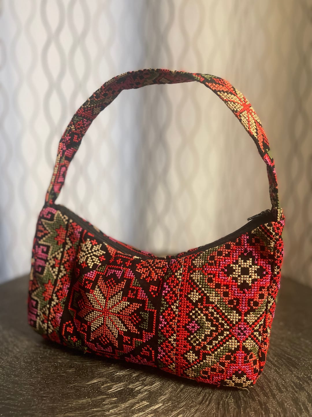Customer photo review of Embroidered Baguette Bag