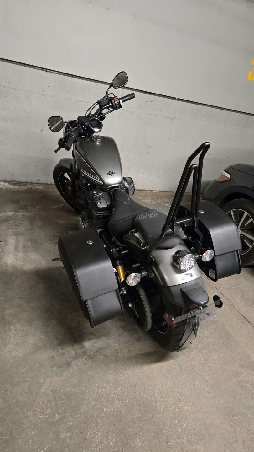 Customer photo review of Iron Born Blade 25" Yamaha Bolt Sissy Bar with Foldable Luggage Rack Matte Black