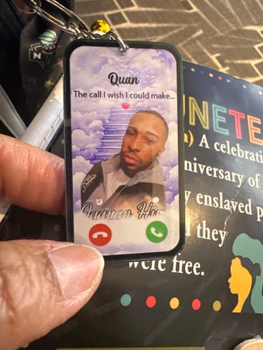 Customer photo review of The Call I Wish I Could Take Memorial Sympathy Gift Remembrance Keepsake Photo Personalized Acrylic Keychain