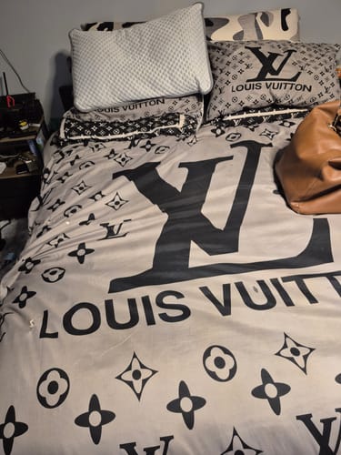 Customer photo review of Grey Monogram Louis Vuitton bed set