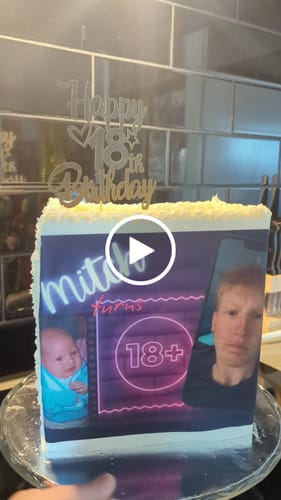 Customer video review of A4 Rectangle Custom Edible Icing Image