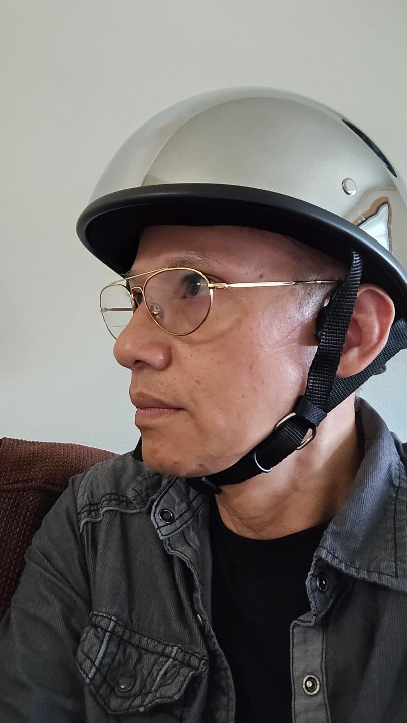 Customer photo review of Smallest Lightest SOA DOT Beanie Helmet / Chrome