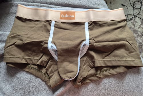 Customer photo review of 3 Pack Men's Elephant Trunk Separate Cotton Sexy Mid-Rise Solid Color Trunks