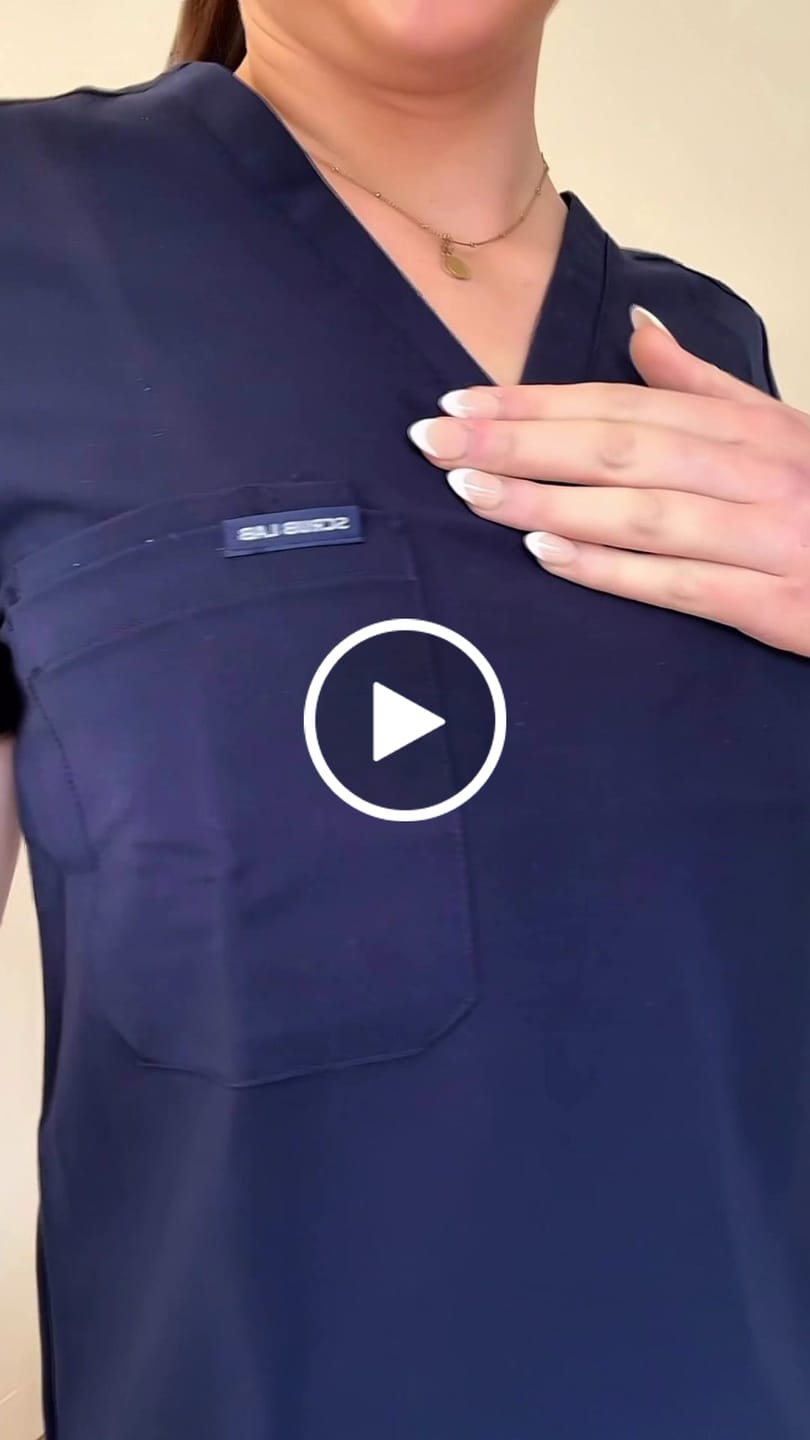 Customer video review of FLORENCE Three Chest Pocket Scrub Top (Original SLTECH™ fabric) - Navy