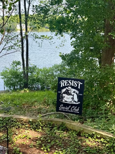 Customer photo review of Bears Penguins RESIST Yard Sign - Resist Hate Lawn Sign, Anti-Trump Sign, Resist Racism, Resist Fascism Yard Sign with Metal H-Stake