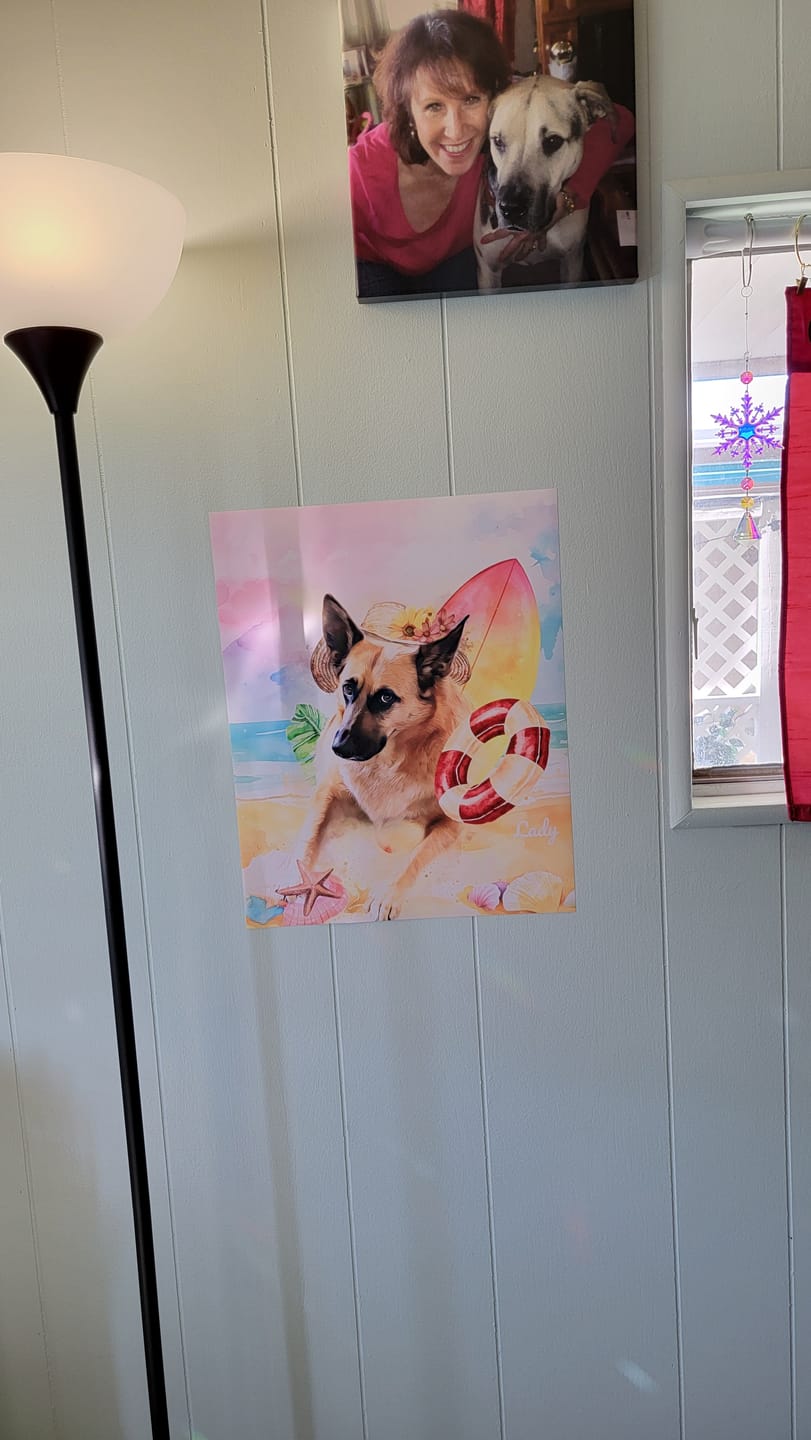 Customer photo review of Custom Watercolor Pet Portrait – SummerTime (ST)