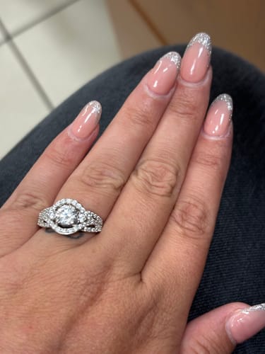 Customer photo review of 3-Stone Wishbone 1.25ct CZ Ring Set in Sterling Silver