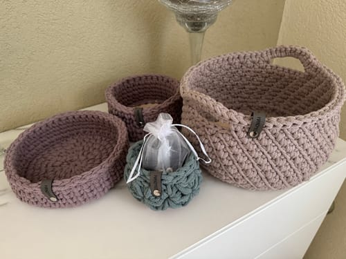 Customer photo review of Label-Set "HANDMADE" - Grau - CS0018 - für Häkelkörbe etc.