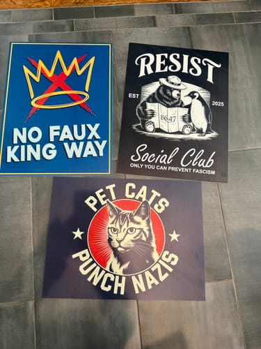 Customer photo review of Pet Cats Resistance Yard Sign - Resist Hate Sign, Anti-Trump, Women's Rights, Resist Racism, Resist Fascism Lawn Sign with Metal H-Stake