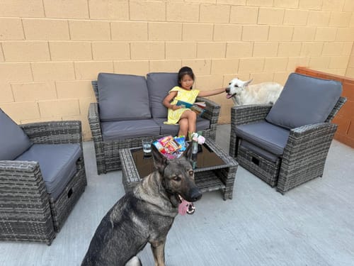 Customer photo review of Homrest 6 Pcs Patio Furniture Set with Ottoman and Storage Table, Dark Gray