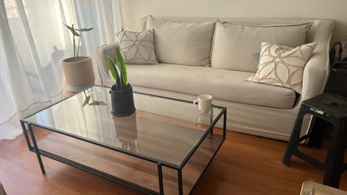 Customer photo review of Mesa de centro Doble Nivel Glass Toffee Negro