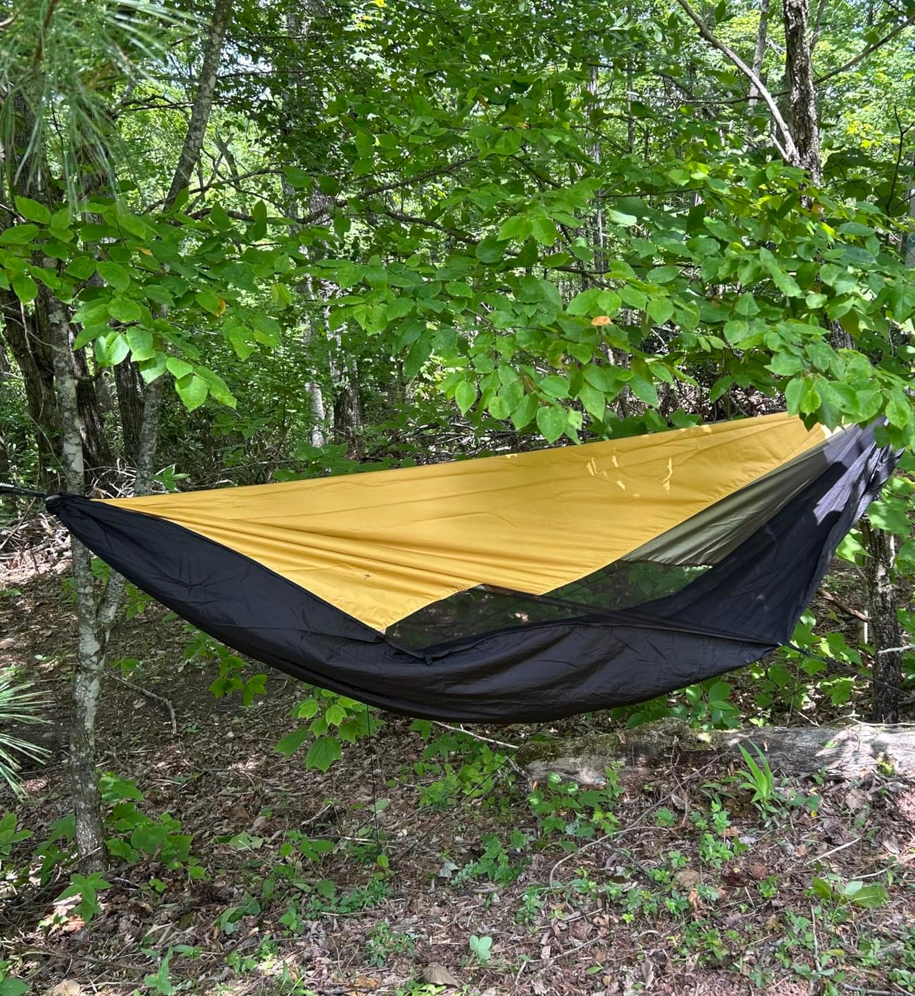 Customer photo review of Camping Hammock with Mosquito Net & Sunshade – Lightweight Portable Hammock with Tree Straps for Hiking, Backpacking & Outdoor Travel