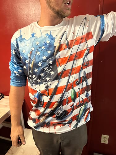 Customer photo review of American Flag UV Protection Fishing Shirt Fishing Jersey For Fisherman A52