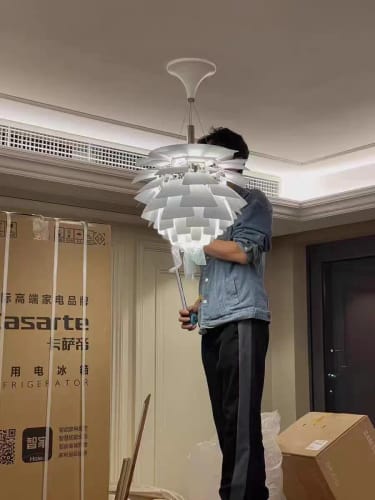 Customer photo review of Nordic Designer Postmodern Simple Chiba Chandeliers Living Room Dining Room Creative Aluminum Pendant Light Home Decoration LED