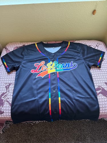 Customer photo review of Custom Black LGBT Rainbow For Pride Month Classic Style Authentic Baseball Jersey