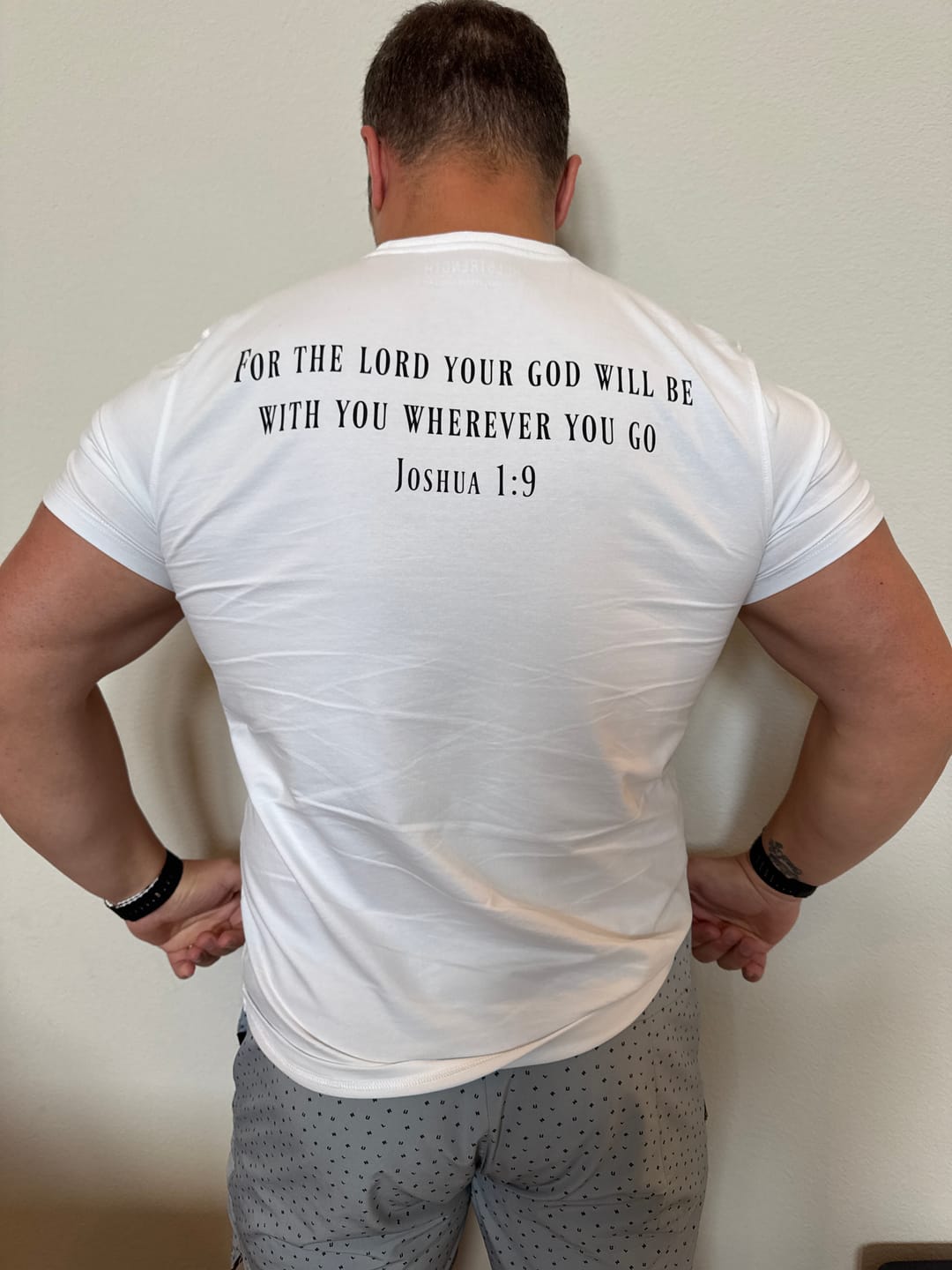 Customer photo review of Joshua 1:9 Performance Tee