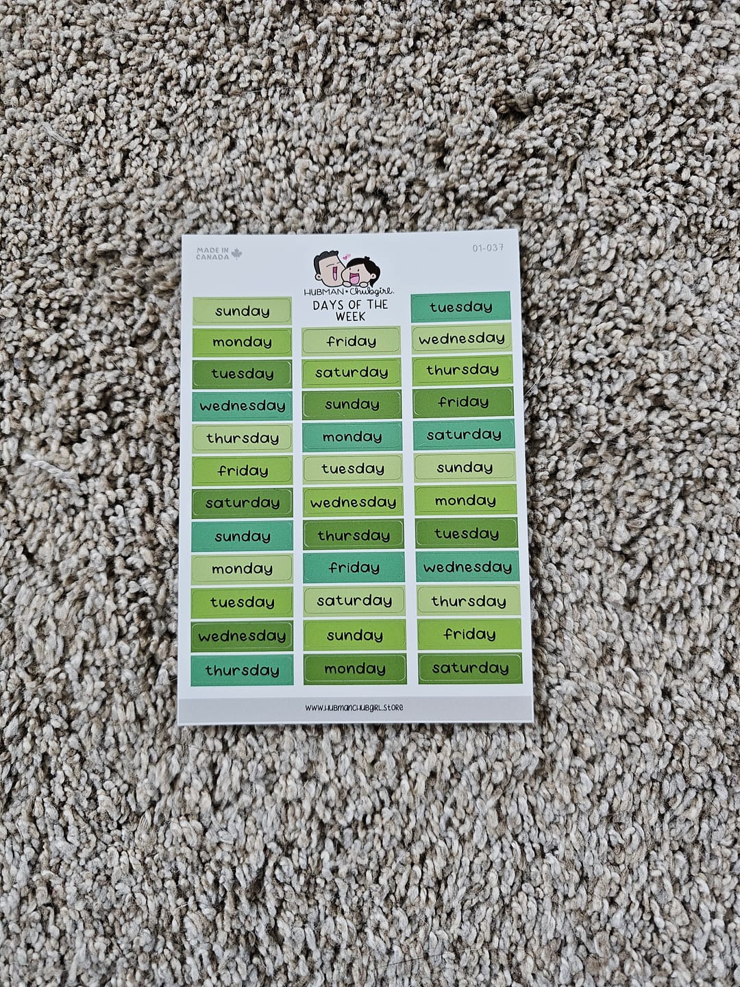 Customer photo review of Days of the week - Cozy Plants Planner Stickers
