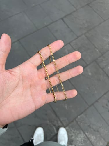 Customer photo review of Figaro & Box Chain Stack - 24kt Gold