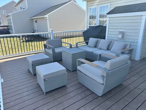 Customer photo review of Homrest 6 Pcs Patio Furniture Set with Thick Cushion and Coffee Table, Light Gray