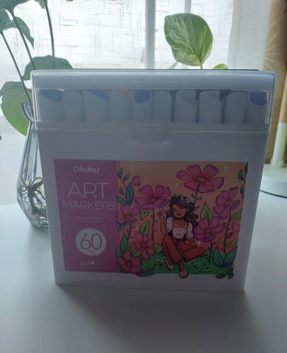 Customer photo review of Ohuhu - Set 60 Marcadores al Alcohol Kaala B Illustration Tones Punta Pincel Delgada y Biselada Fina