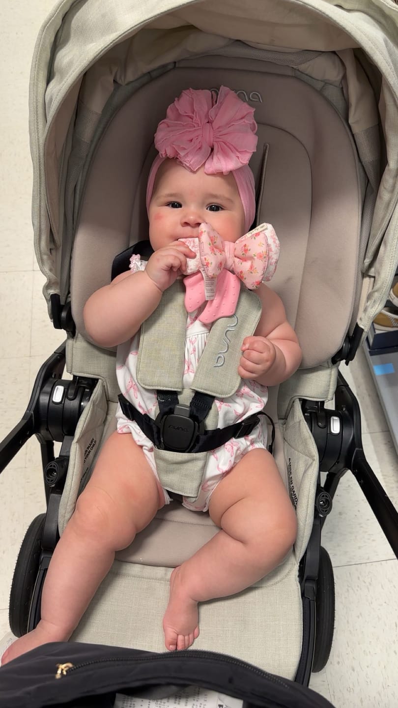 Customer photo review of Ruffled Headband- Bubblegum