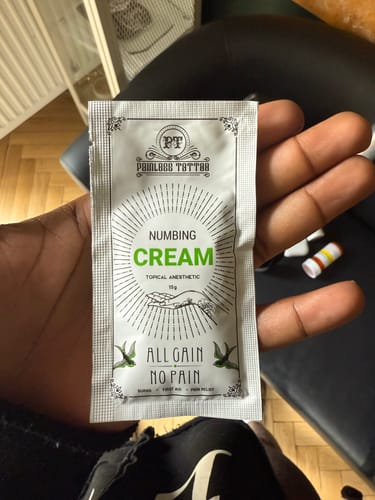 Customer photo review of Painless Tattoo Numbing Cream