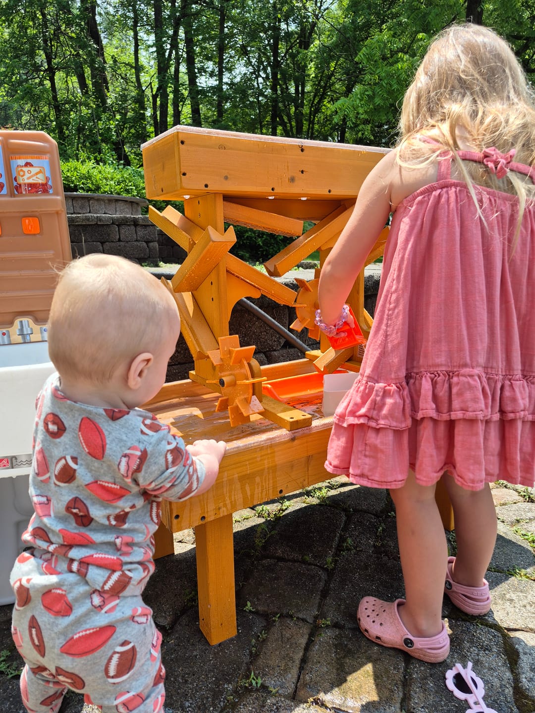 Customer photo review of Outdoor Wooden Water Table for Toddlers | Kids’ Sensory Play Station