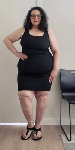 Customer photo review of Perfect Little Black Dress in Rib final sale