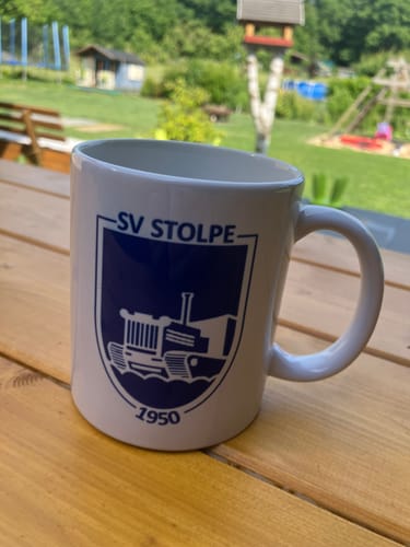 Customer photo review of TassenExpress - Becher Keramik Tasse mit Logo bedruckt 325ml Firmenlogo