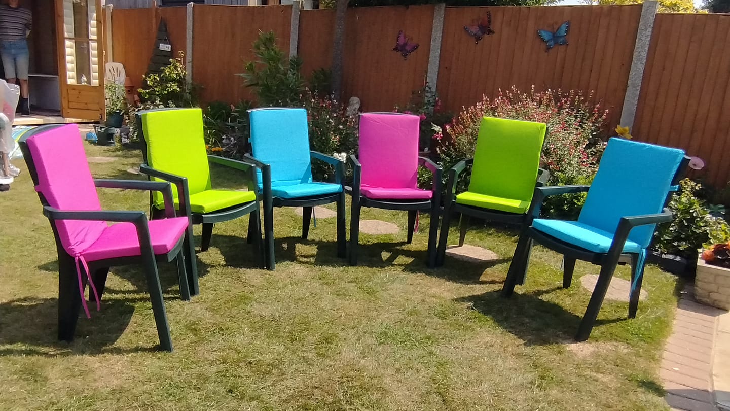 Customer photo review of Outdoor Highback Chair Seat Pads Garden Water-Resistant Chair Cushions with Ties