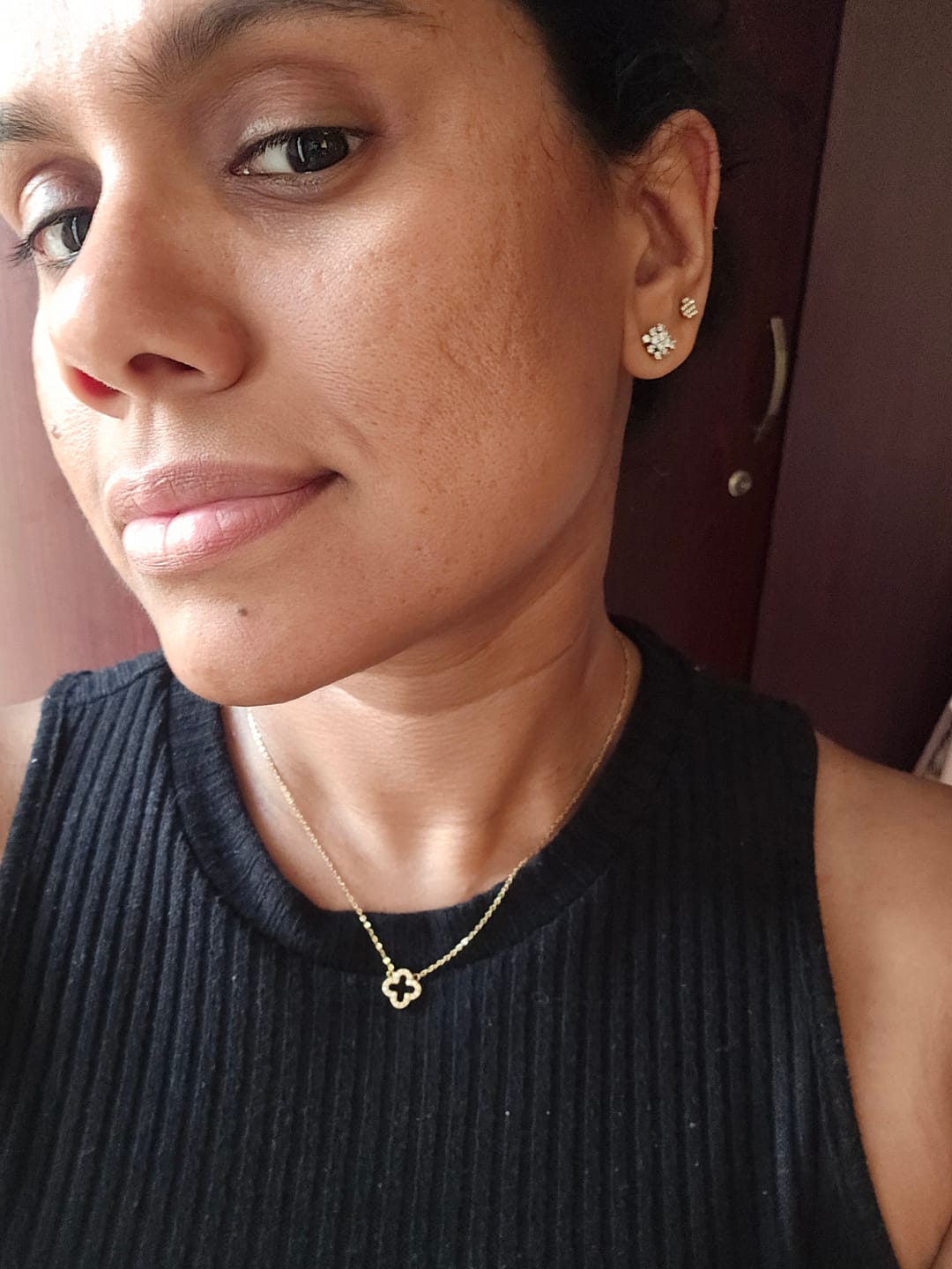 Customer photo review of Pavé Clover Pendant Necklace