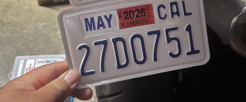 Customer photo review of 2022 CALIFORNIA MOTORCYCLE LICENSE PLATE 4"x7" (100mm x 180mm)