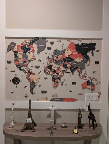 Customer photo review of Map of the World Art for Wall - 3D & Vibrant Colors (Sage)