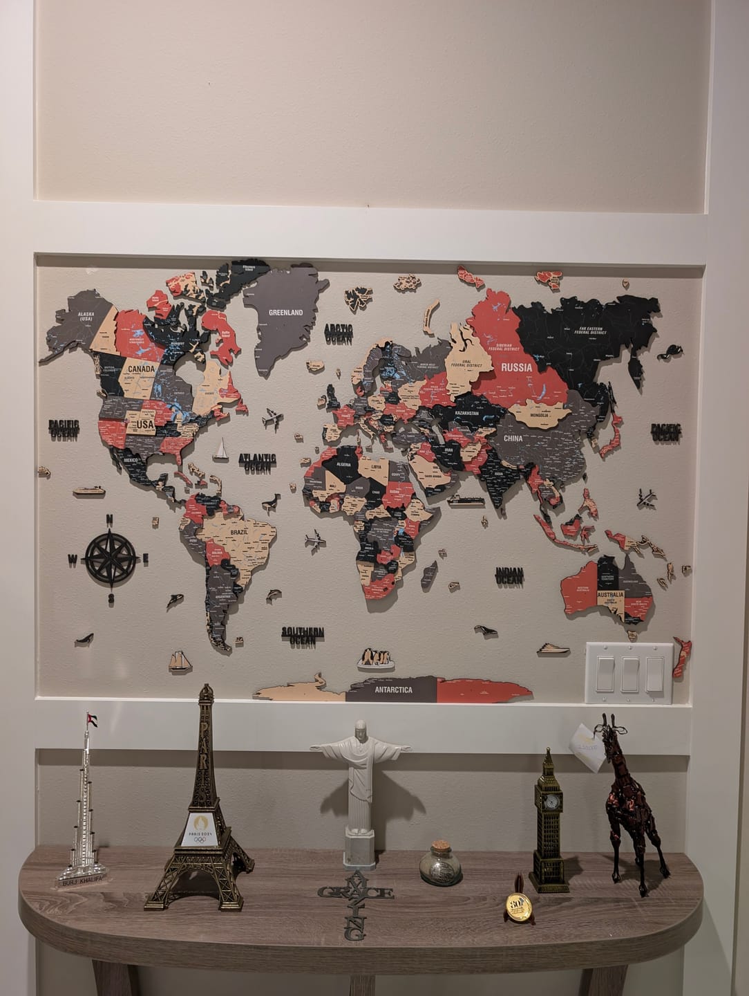 Customer photo review of Map of the World Art for Wall - 3D & Vibrant Colors (Sage)