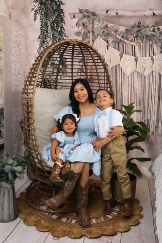 Customer photo review of Light Blue Puff Sleeve Mini Mommy and Me Dresses