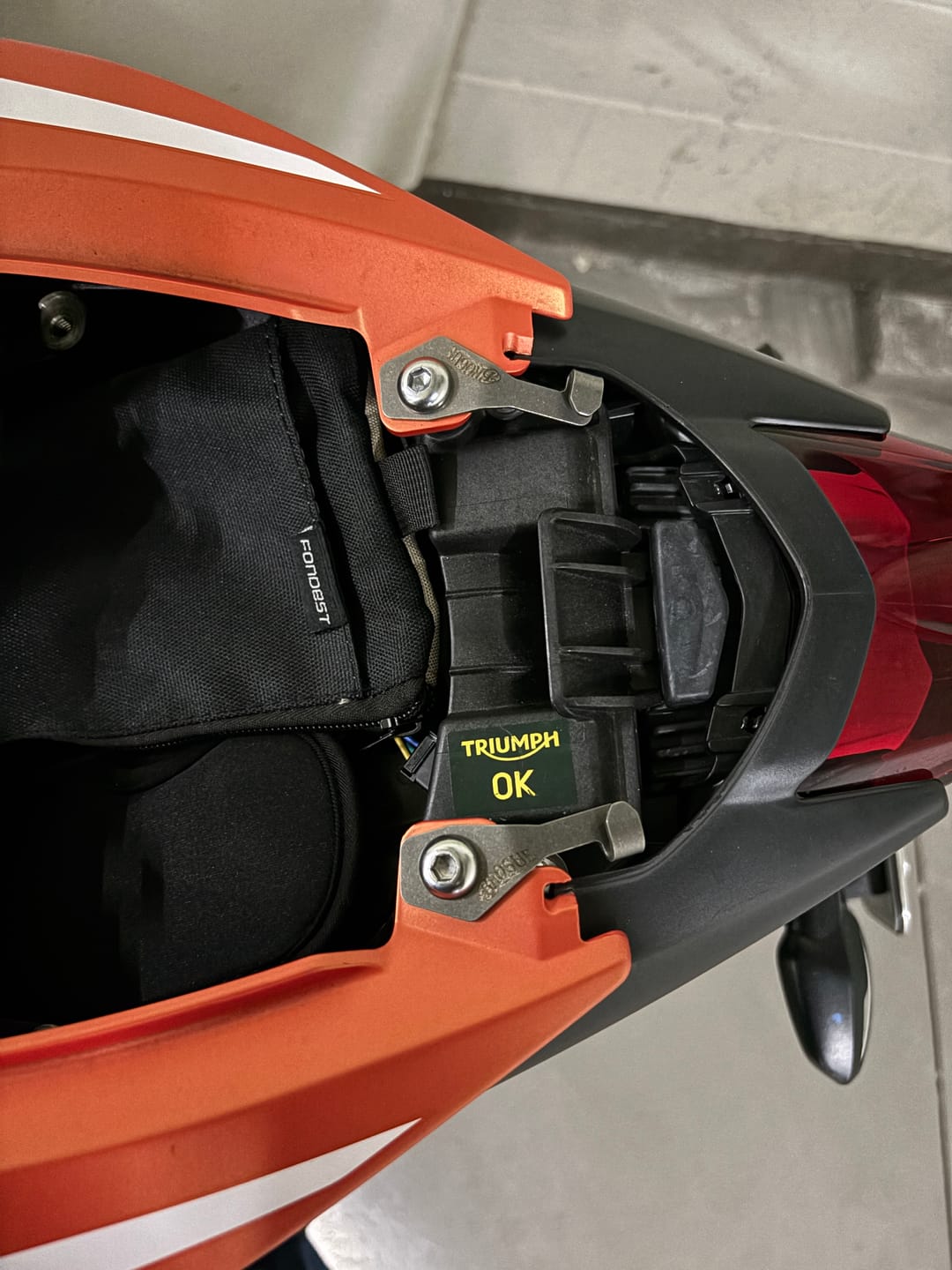 Customer photo review of Triumph Street Triple Helmet Hook (lock)