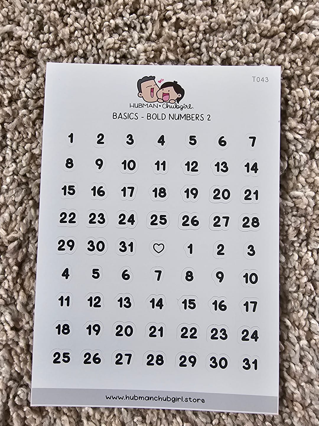 Customer photo review of Basics - Bold Numbers 2 Planner Stickers