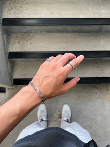 Customer photo review of Chain Bracelet Set (Silver) - 2 Pack