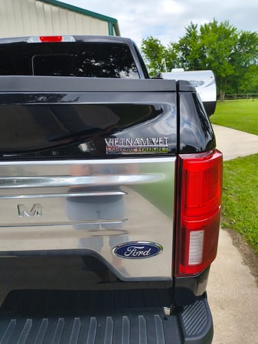 Customer photo review of Vietnam Vet Special Edition Metal Car Badge