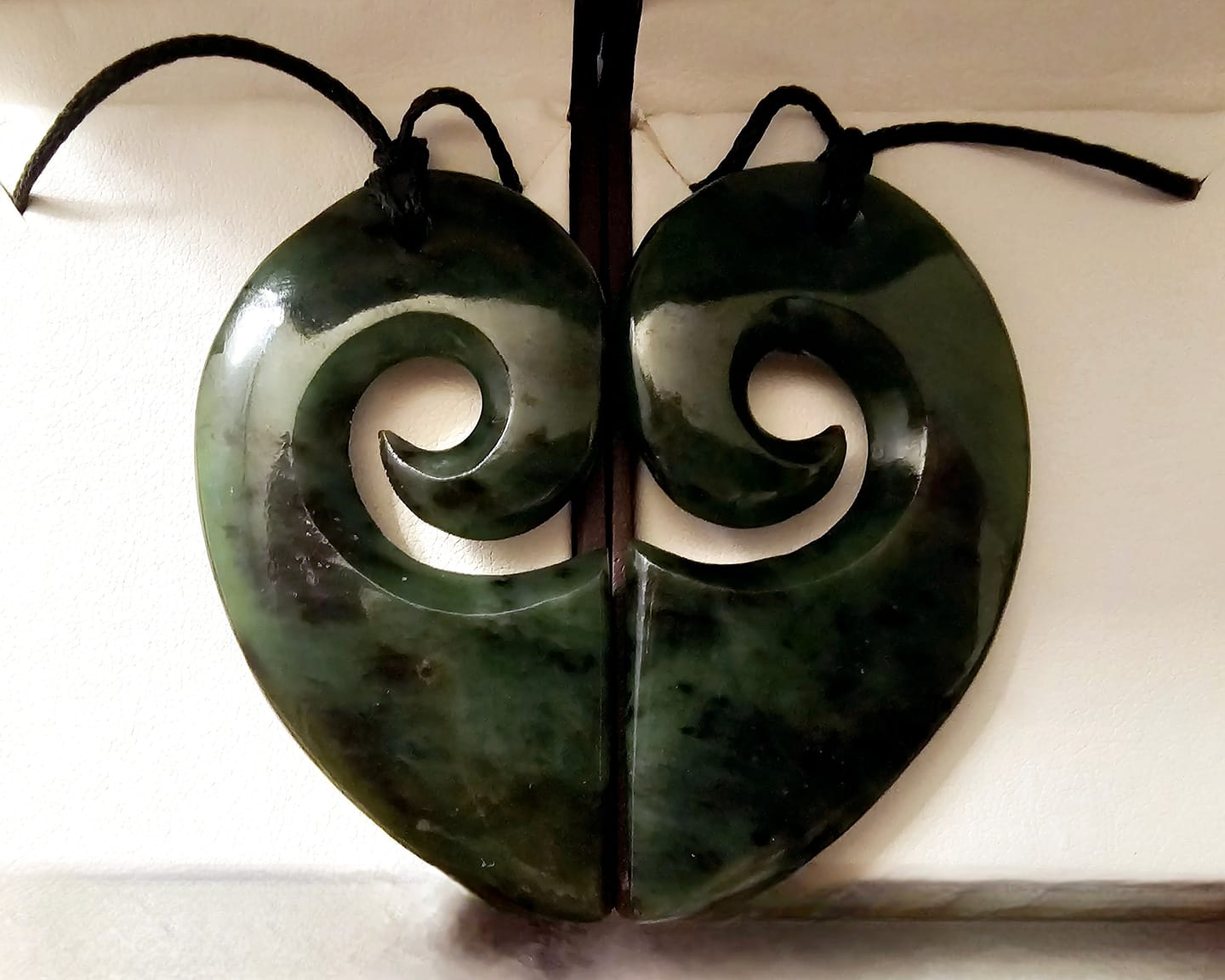 Customer photo review of Genuine NZ Greenstone Split Heart Necklace