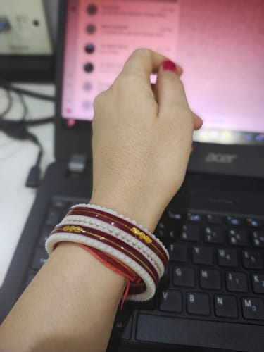 Customer photo review of Red – “Crimson Charm Women’s Bangle” (Pack of 1 Pair) (2 pis)