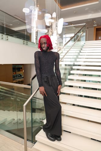 Customer photo review of Mens Loose High-waisted Straight-leg Pants SKUI61770