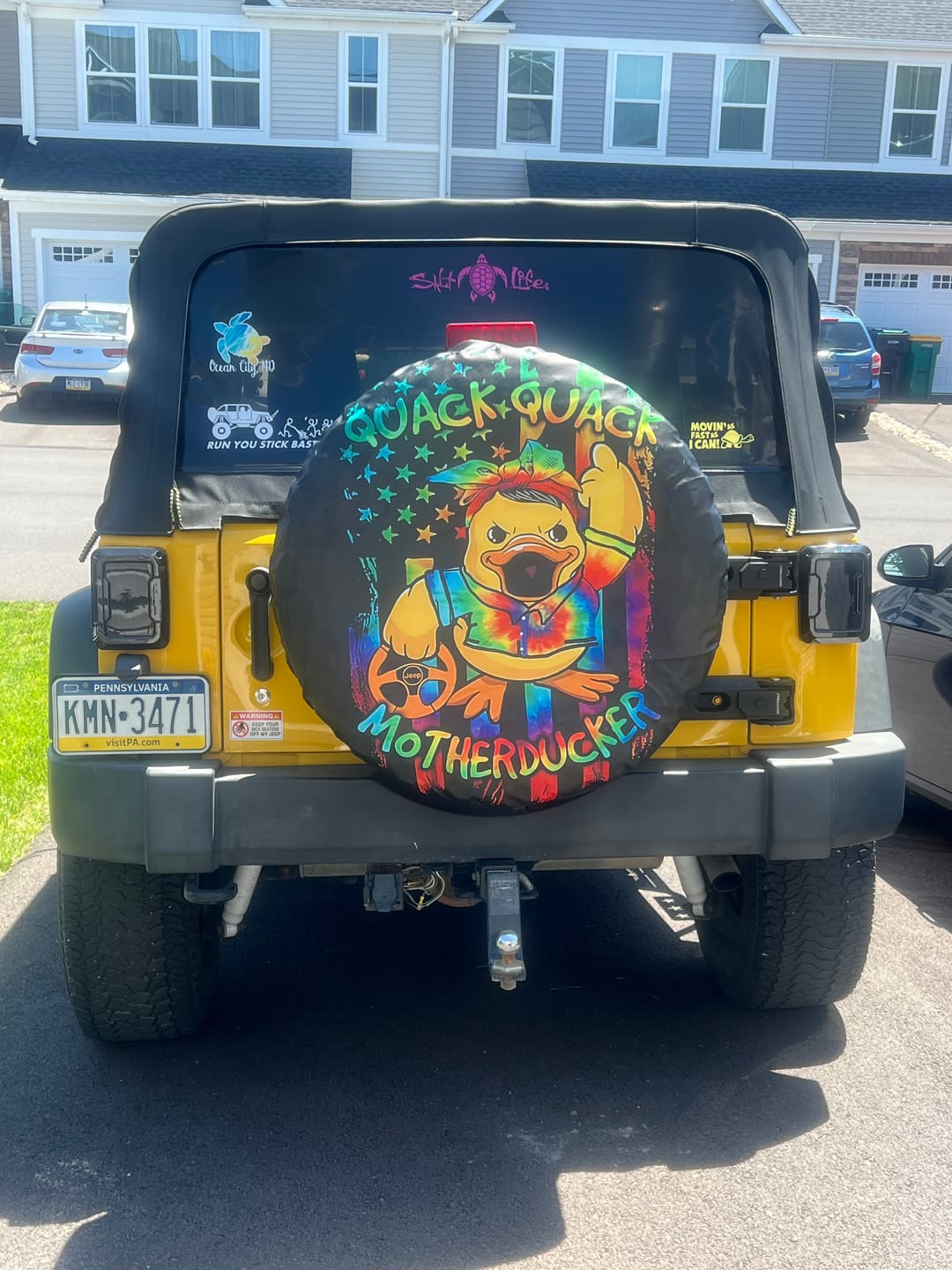Customer photo review of Quack Quack Motherducker Jeep Automotive Spare Tire Cover