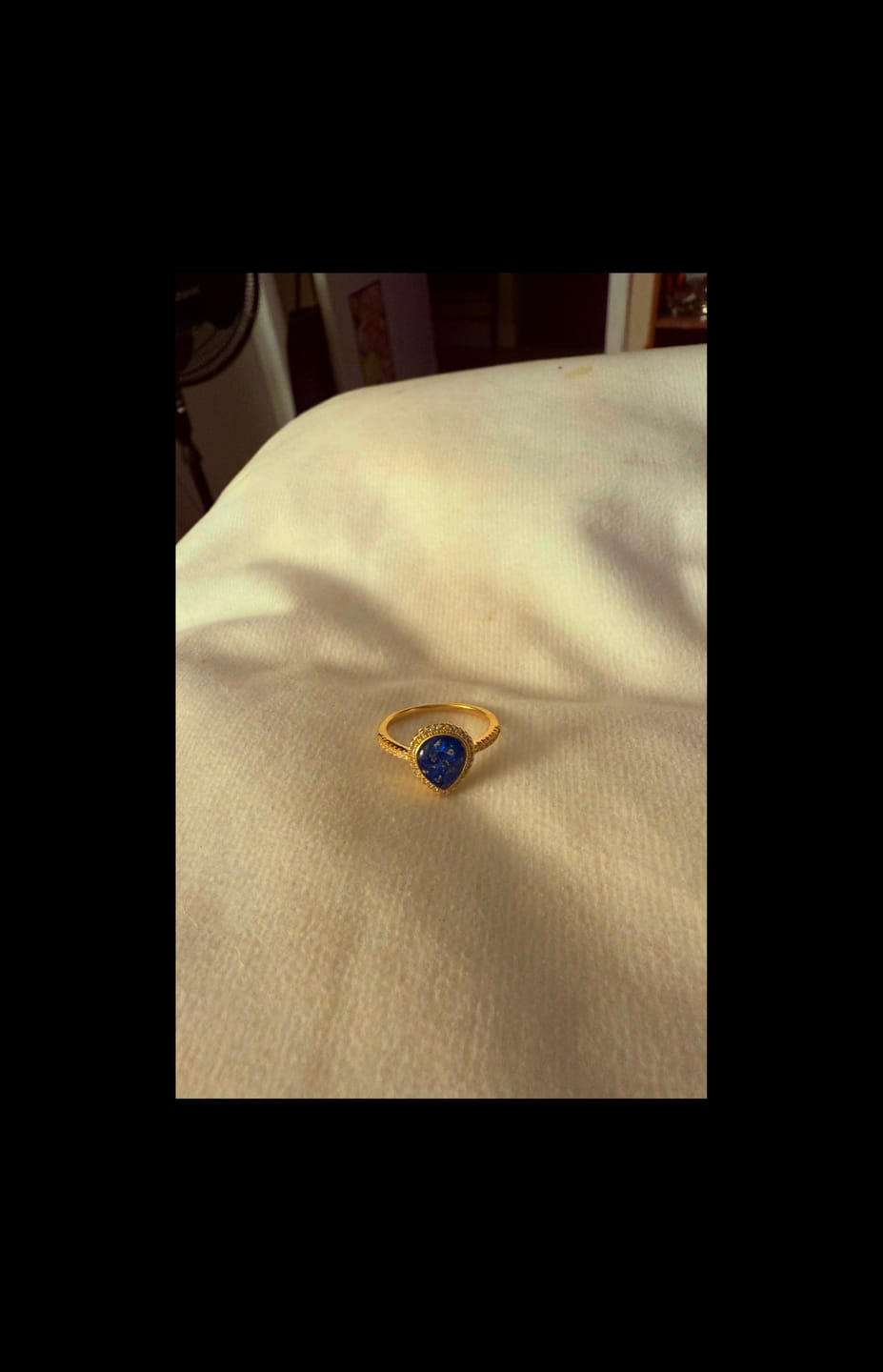 Customer photo review of Bedazzled Pear Opal Ring with Cremation Ashes
