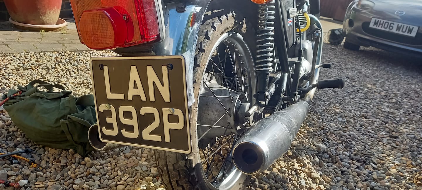 Customer photo review of Classic Metal Pressed Motorcycle Number Plate - 9 x 7 Inches