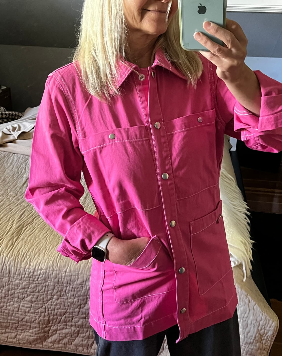 Customer photo review of Farrier Shacket - Saltlake Pink