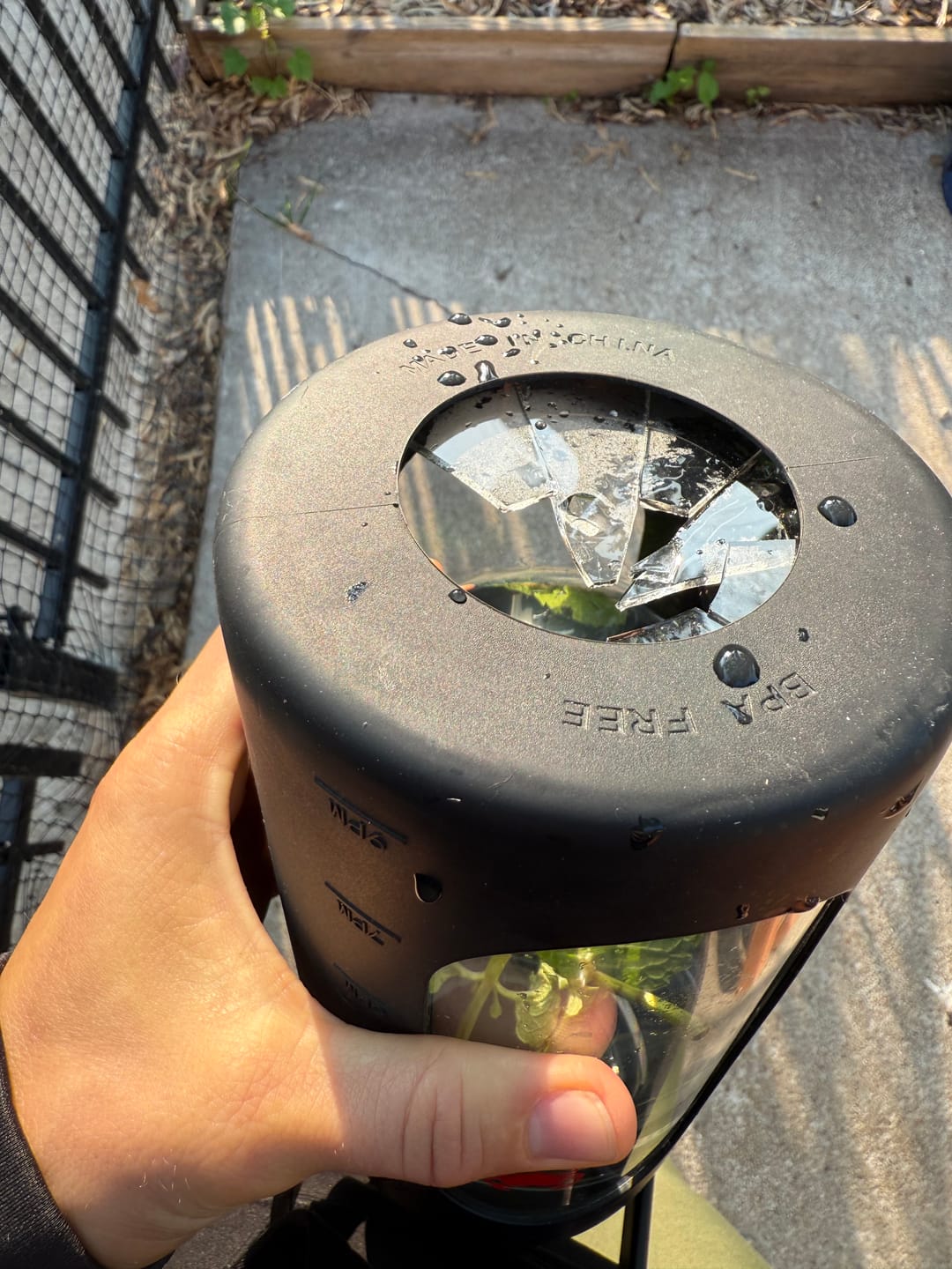 Customer photo review of MIGHTY VESSEL™ SHATTER-RESISTANT GLASS WATER BOTTLE | 64 OZ