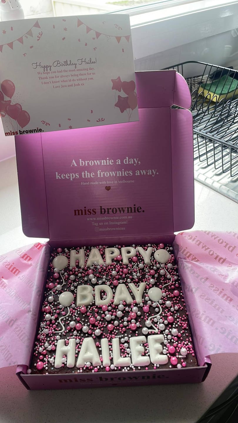 Customer photo review of Mini Custom Birthday Brownie